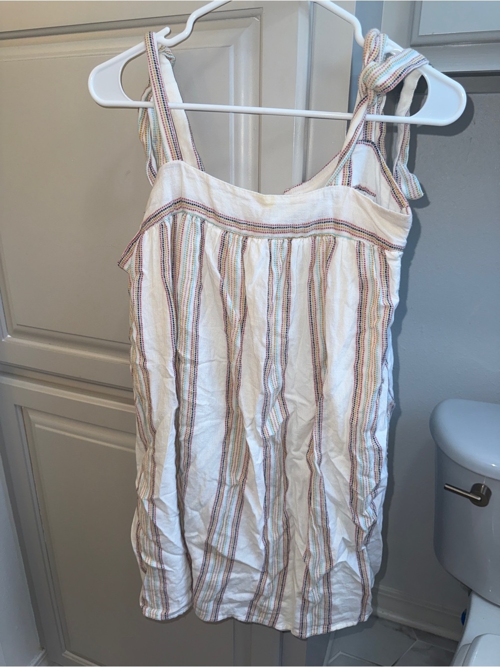 TCEC White Sundress with Multicolor Stripes